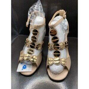 Midnight Velvet Medallion Sandal Heels Color Nude Size 10M